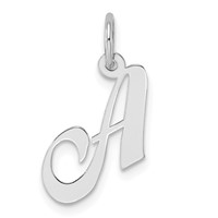 Sterling Silver Rhodium-plated Fancy Script Letter a Initial Charm view 1