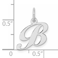 Sterling Silver Rhodium-plated Fancy Script Letter B Initial Charm view 4