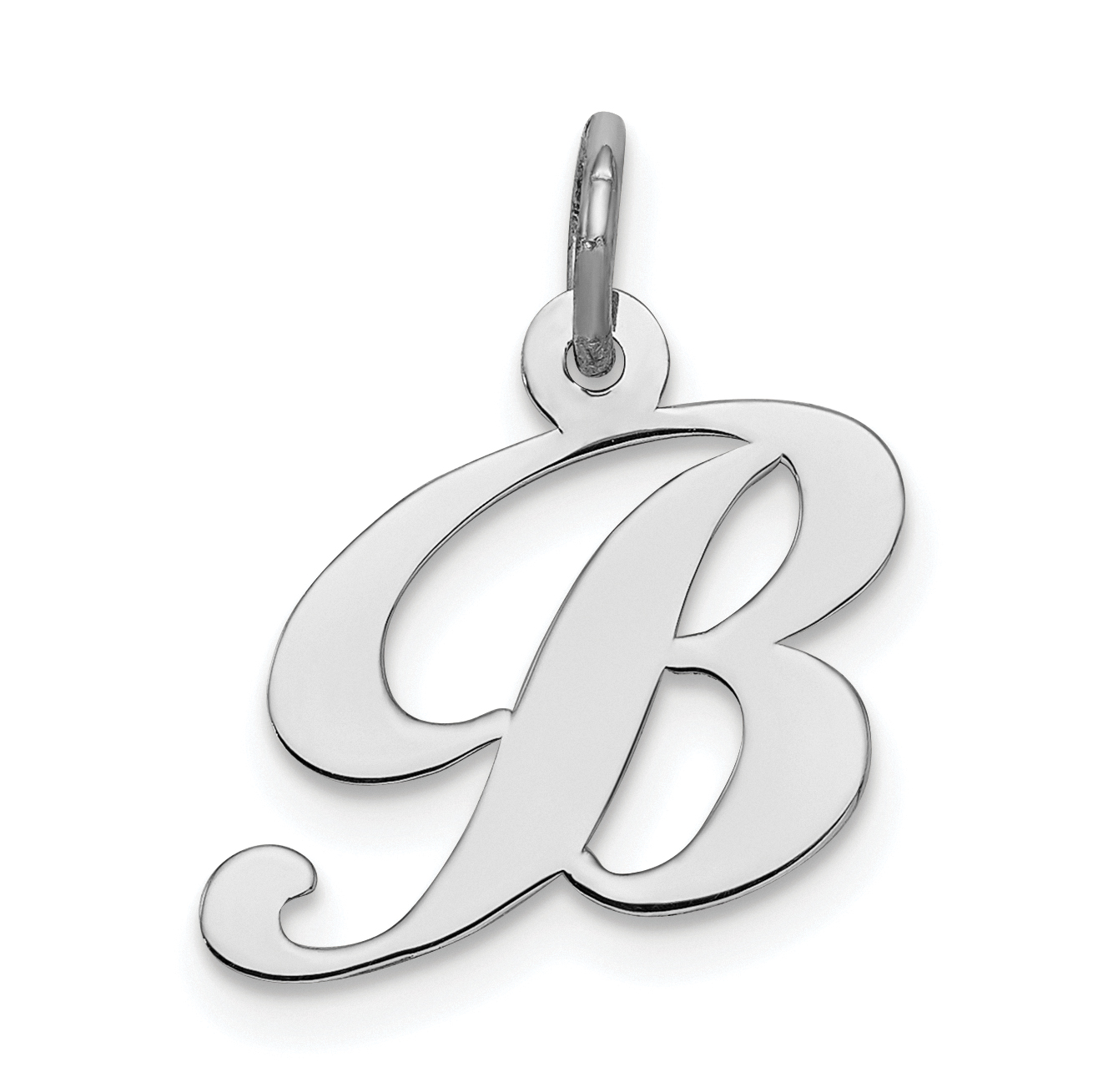 Sterling Silver Rhodium-plated Fancy Script Letter B Initial Charm (QC5086B)