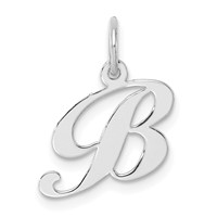 Sterling Silver Rhodium-plated Fancy Script Letter B Initial Charm view 1