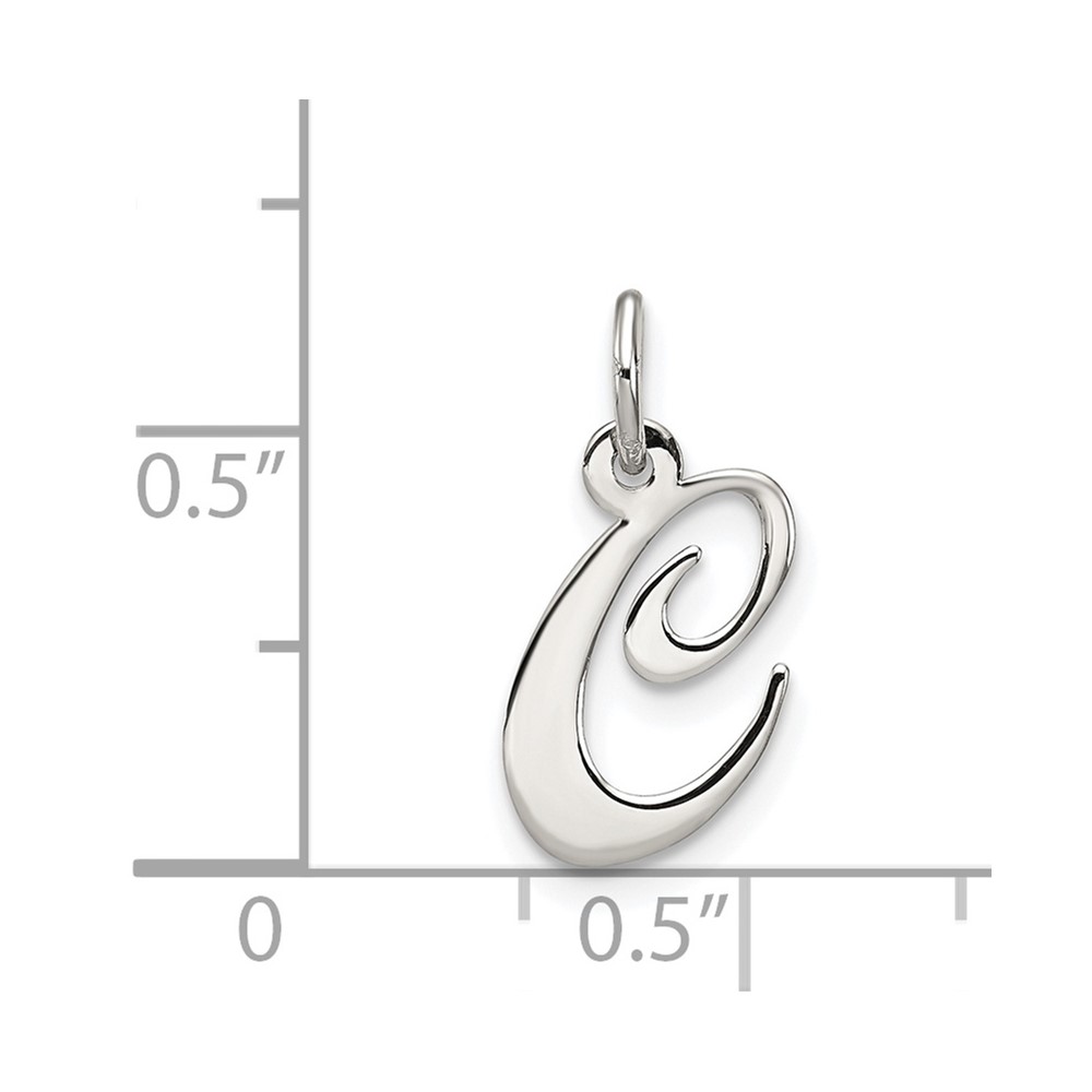 Sterling Silver Rhodium-plated Fancy Script Letter C Initial Charm (QC5086C)