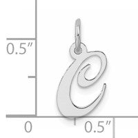 Sterling Silver Rhodium-plated Fancy Script Letter C Initial Charm view 4