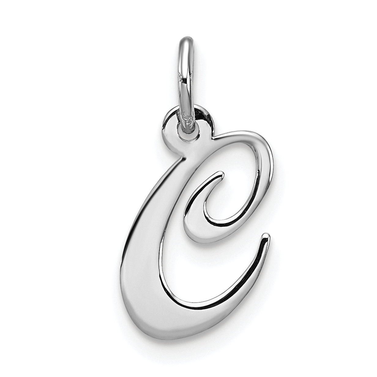 Sterling Silver Rhodium-plated Fancy Script Letter C Initial Charm (QC5086C)