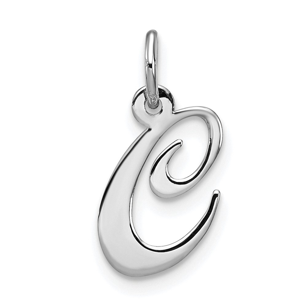 Sterling Silver Rhodium-plated Fancy Script Letter C Initial Charm (QC5086C)