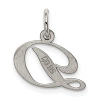 Sterling Silver Rhodium-plated Fancy Script Letter D Initial Charm view 4