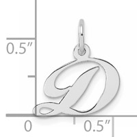 Sterling Silver Rhodium-plated Fancy Script Letter D Initial Charm view 3