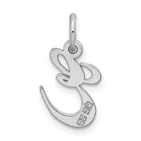 Sterling Silver Rhodium-plated Fancy Script Letter E Initial Charm view 3