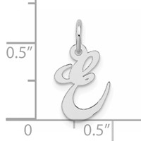 Sterling Silver Rhodium-plated Fancy Script Letter E Initial Charm view 4