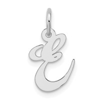 Sterling Silver Rhodium-plated Fancy Script Letter E Initial Charm view 1