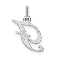 Sterling Silver Rhodium-plated Fancy Script Letter F Initial Charm view 4