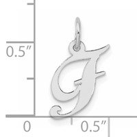 Sterling Silver Rhodium-plated Fancy Script Letter F Initial Charm view 3