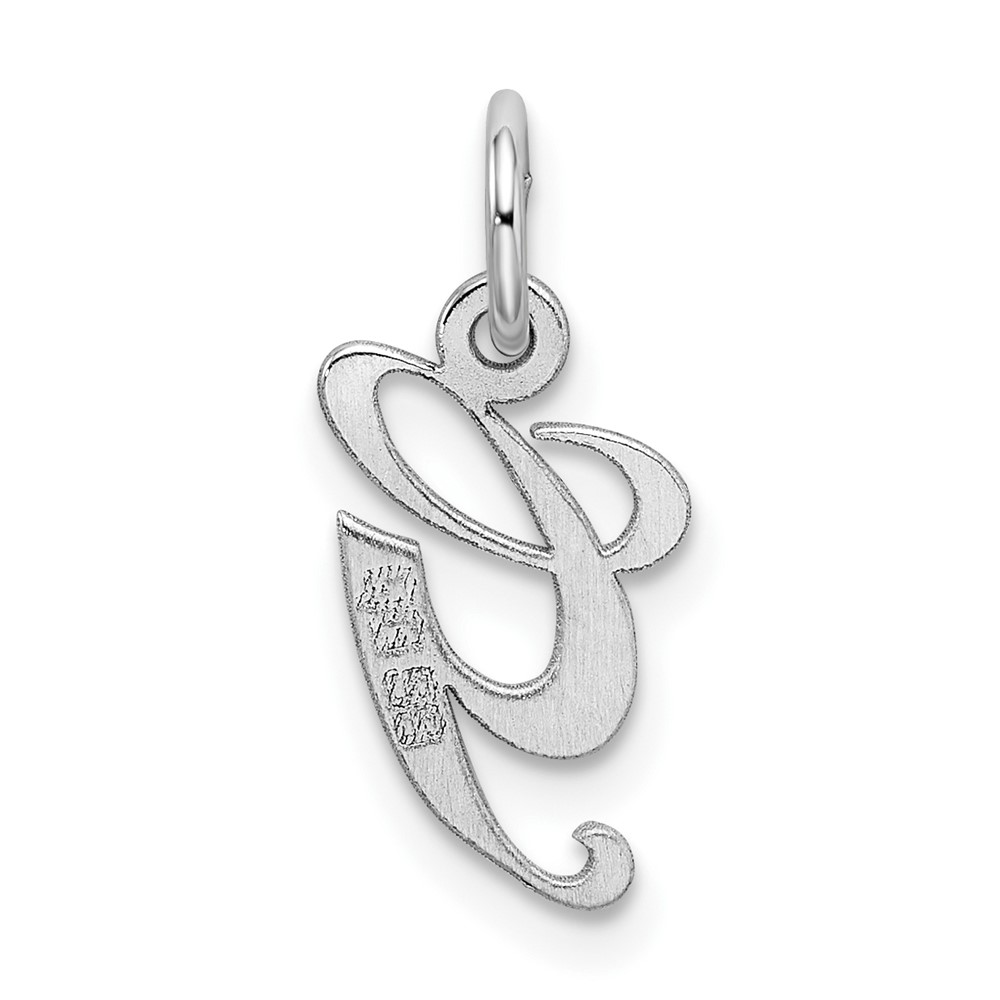 Sterling Silver Rhodium-plated Fancy Script Letter G Initial Charm (QC5086G)