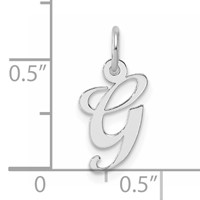 Sterling Silver Rhodium-plated Fancy Script Letter G Initial Charm view 4