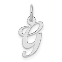 Sterling Silver Rhodium-plated Fancy Script Letter G Initial Charm view 1