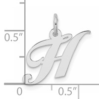 Sterling Silver Rhodium-plated Fancy Script Letter H Initial Charm view 3
