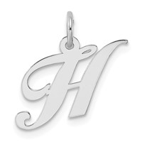 Sterling Silver Rhodium-plated Fancy Script Letter H Initial Charm view 1