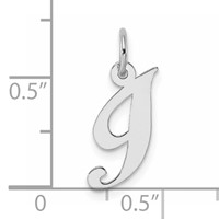Sterling Silver Rhodium-plated Fancy Script Letter I Initial Charm view 4