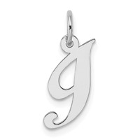 Sterling Silver Rhodium-plated Fancy Script Letter I Initial Charm view 1