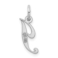 Sterling Silver Rhodium-plated Fancy Script Letter J Initial Charm view 3