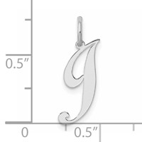 Sterling Silver Rhodium-plated Fancy Script Letter J Initial Charm view 4