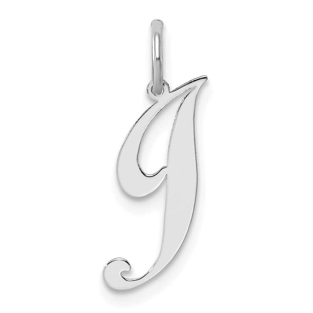 Sterling Silver Rhodium-plated Fancy Script Letter J Initial Charm