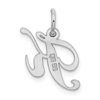 Sterling Silver Rhodium-plated Fancy Script Letter K Initial Charm view 3