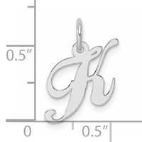 Sterling Silver Rhodium-plated Fancy Script Letter K Initial Charm view 4