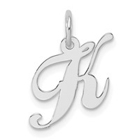 Sterling Silver Rhodium-plated Fancy Script Letter K Initial Charm view 1