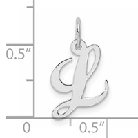 Sterling Silver Rhodium-plated Fancy Script Letter L Initial Charm view 4