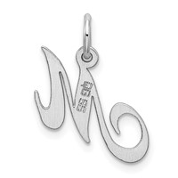 Sterling Silver Rhodium-plated Fancy Script Letter M Initial Charm view 3
