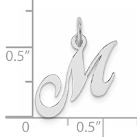 Sterling Silver Rhodium-plated Fancy Script Letter M Initial Charm view 4