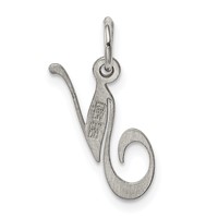 Sterling Silver Rhodium-plated Fancy Script Letter N Initial Charm view 4