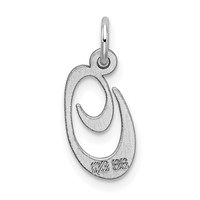 Sterling Silver Rhodium-plated Fancy Script Letter O Initial Charm view 3