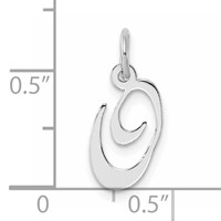 Sterling Silver Rhodium-plated Fancy Script Letter O Initial Charm view 4