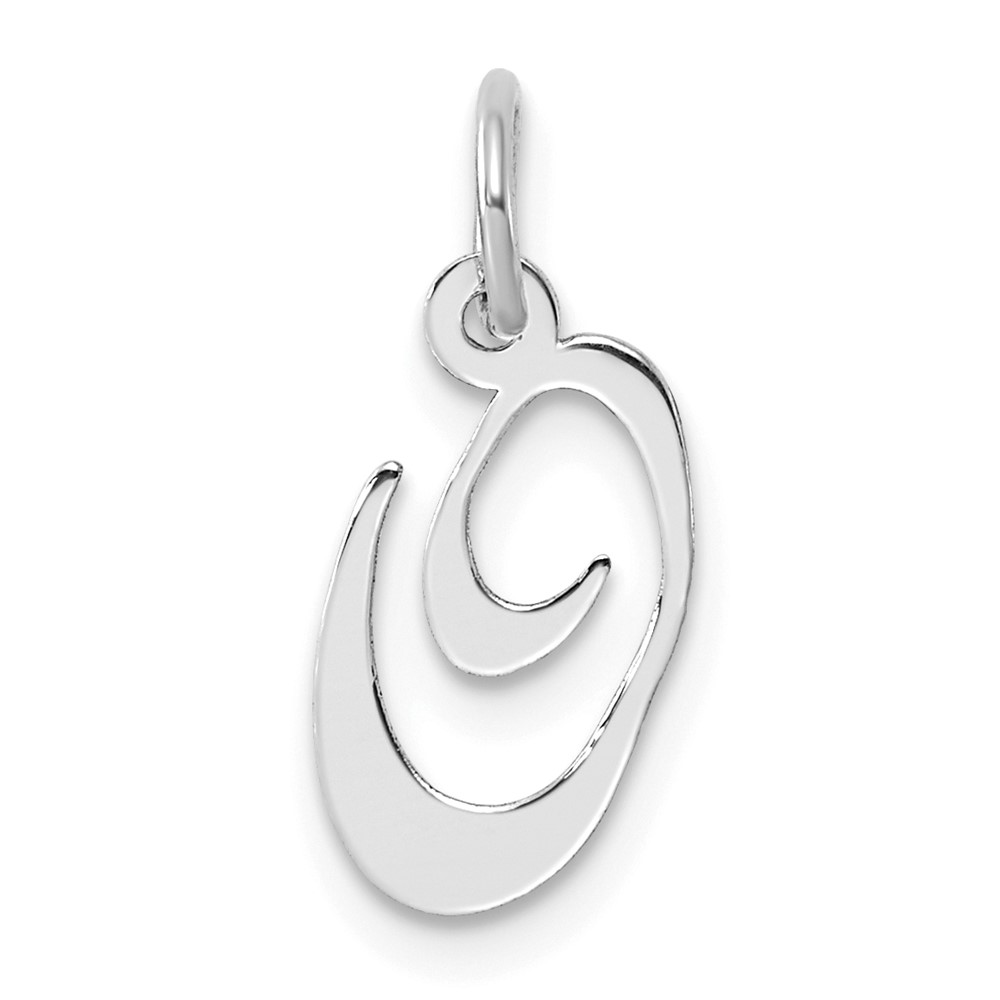 Sterling Silver Rhodium-plated Fancy Script Letter O Initial Charm