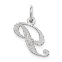 Sterling Silver Rhodium-plated Fancy Script Letter P Initial Charm view 4