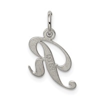 Sterling Silver Rhodium-plated Fancy Script Letter R Initial Charm view 4