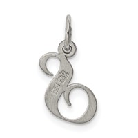 Sterling Silver Rhodium-plated Fancy Script Letter S Initial Charm view 4