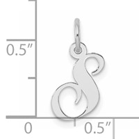 Sterling Silver Rhodium-plated Fancy Script Letter S Initial Charm view 3