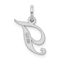 Sterling Silver Rhodium-plated Fancy Script Letter T Initial Charm view 3