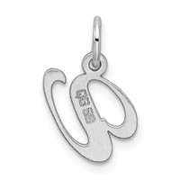 Sterling Silver Rhodium-plated Fancy Script Letter V Initial Charm view 3