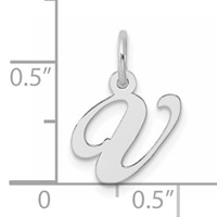 Sterling Silver Rhodium-plated Fancy Script Letter V Initial Charm view 4