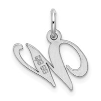 Sterling Silver Rhodium-plated Fancy Script Letter W Initial Charm view 3