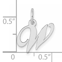Sterling Silver Rhodium-plated Fancy Script Letter W Initial Charm view 4