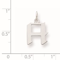 Sterling Silver Small Artisan Block Initial H Charm view 2