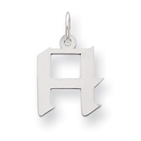 Sterling Silver Small Artisan Block Initial H Charm view 1