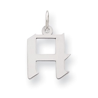 Sterling Silver Small Artisan Block Initial H Charm
