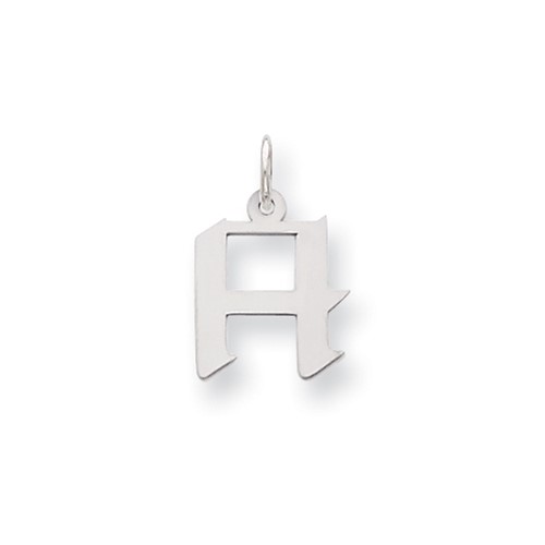 Sterling Silver Small Artisan Block Initial H Charm