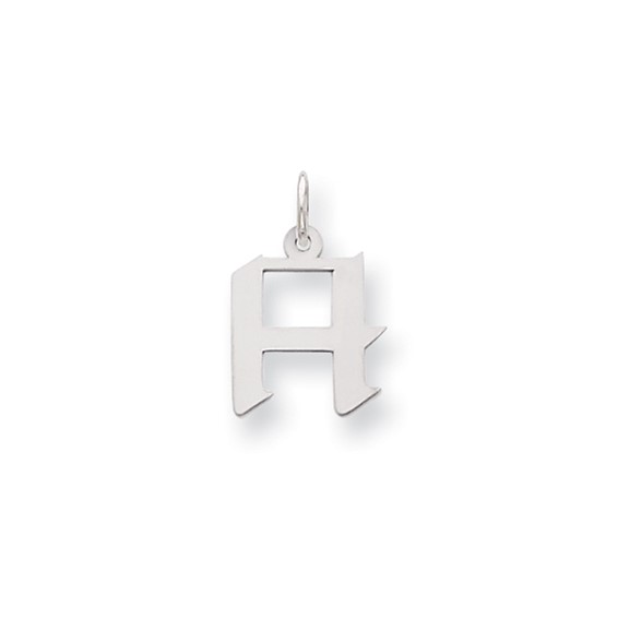 Sterling Silver Small Artisan Block Initial H Charm