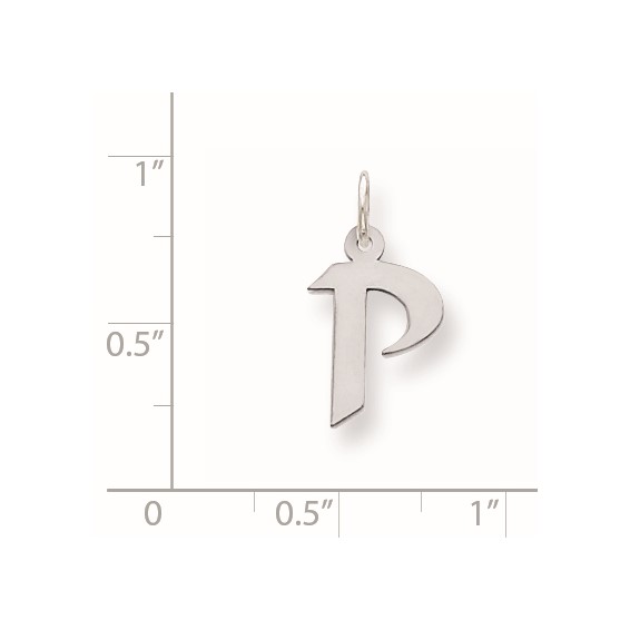 Sterling Silver Small Artisan Block Initial P Charm
